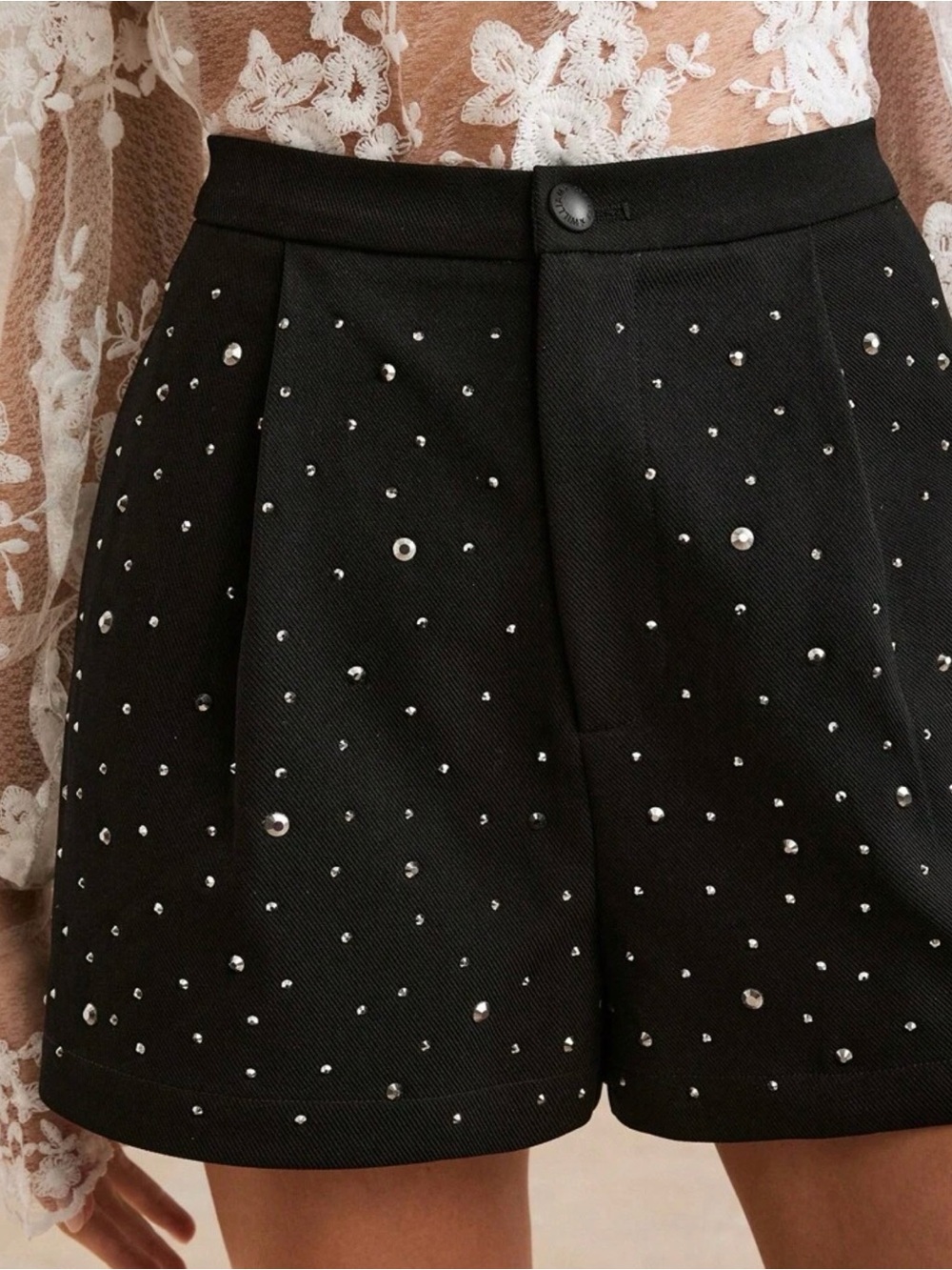 Anewsta Black Rhinestone Star Shorts – XL